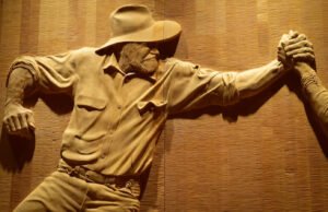 The Wall in the Wilderness. Carved by Greg Duncan in Huon Pine. Source: ABC.