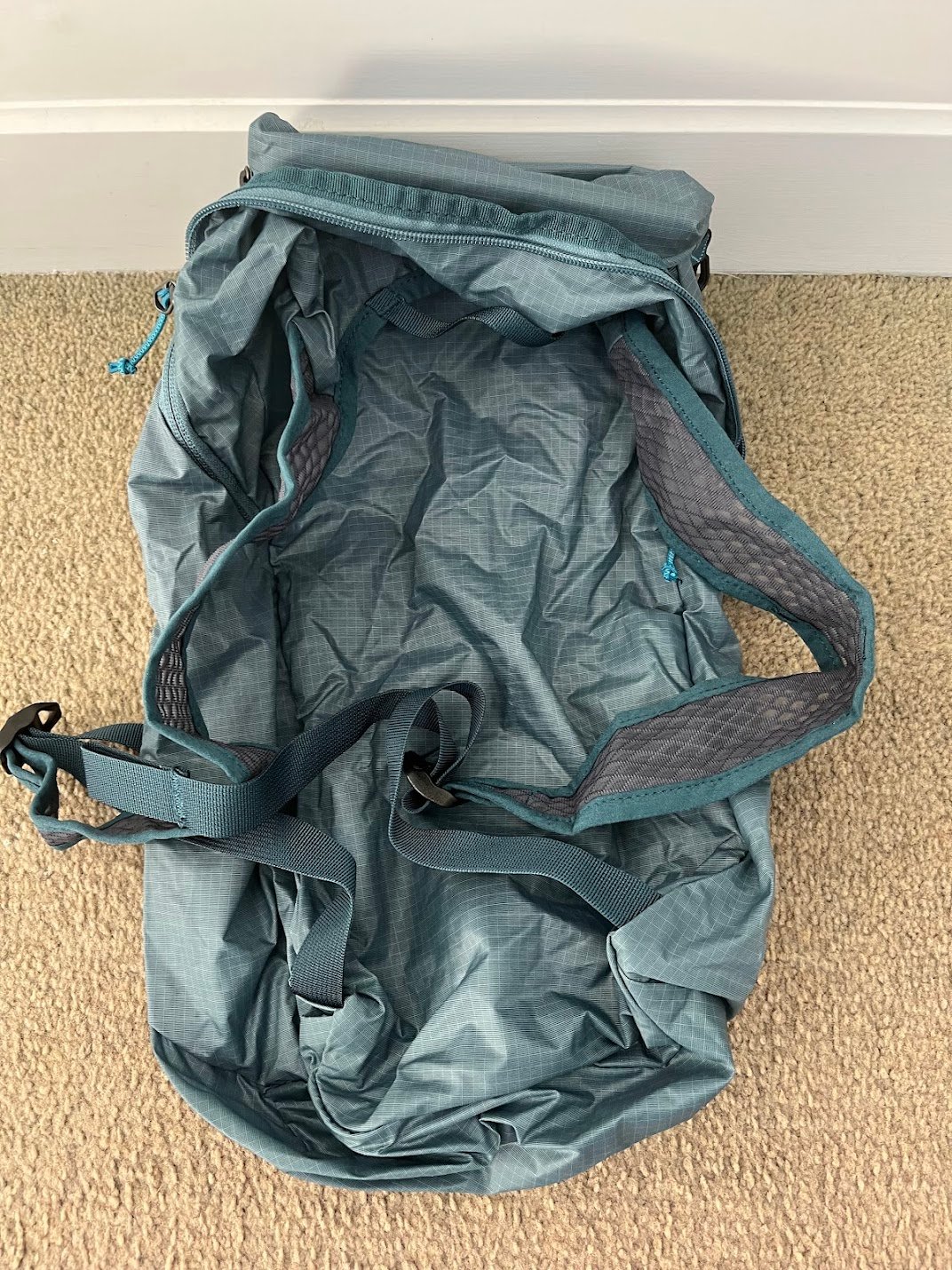 15 litre foldable backpack from Kathmandu. Very useful for day travels.