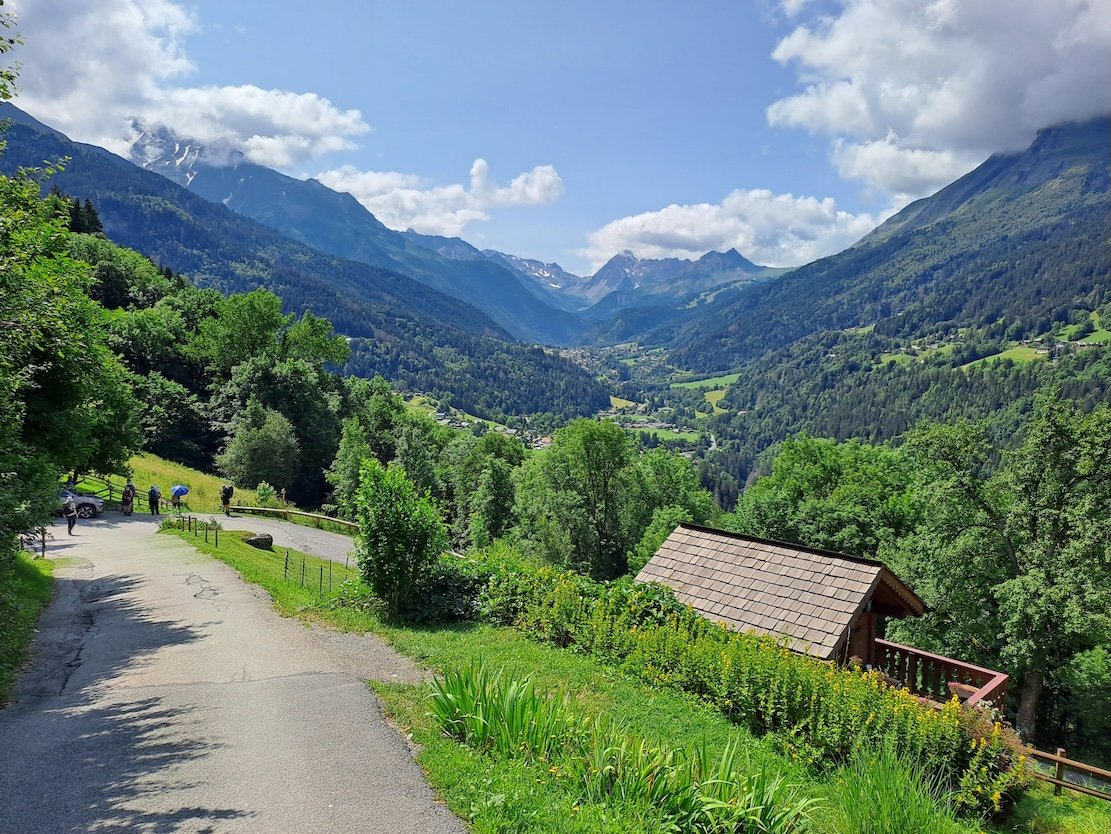 View on the trail to Col du Bonhomme. Tour du Mont Blanc walk, France.