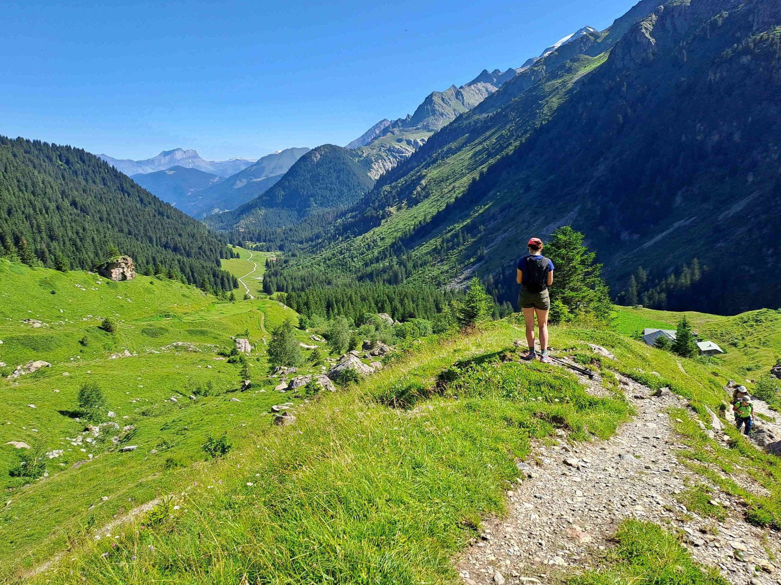 View on the trail to Col du Bonhomme. Tour du Mont Blanc walk, France.