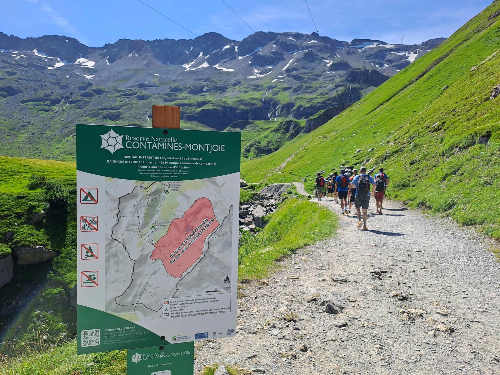 View on the trail to Col du Bonhomme. Tour du Mont Blanc walk, France.
