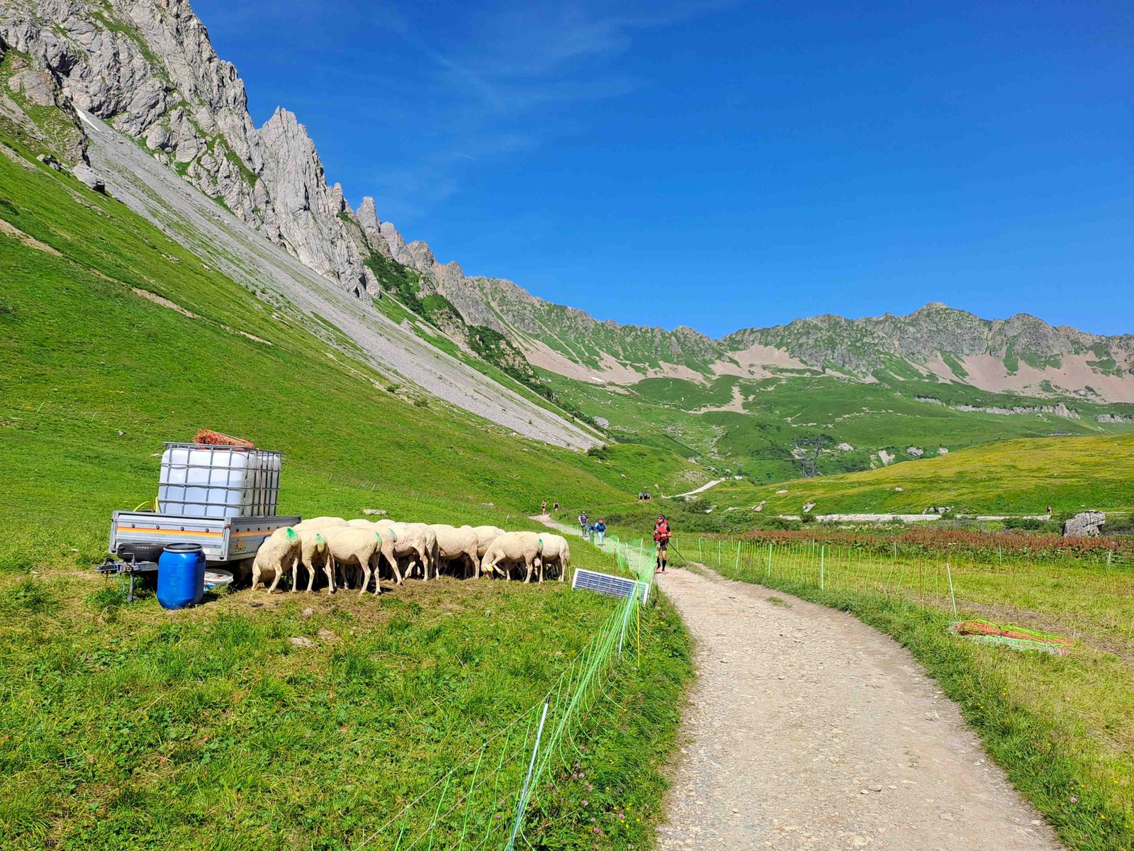 View on the trail to Col du Bonhomme. Tour du Mont Blanc walk, France.