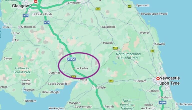 Map showing Lockerbie.