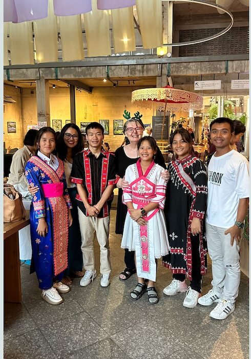 Students and volunteer at the Youth Charity Foundation (YCF) in Doi Saket, Thailand.