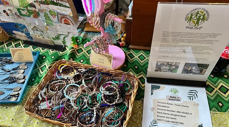 Crafts made by the children at the Youth Charity Foundation orphanage in Doi Saket, Thailand.  For sale at the market in Chiang Mai.  