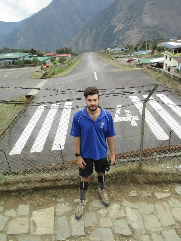 Overlooking the airstrip at Lukla airfield, Nepal.