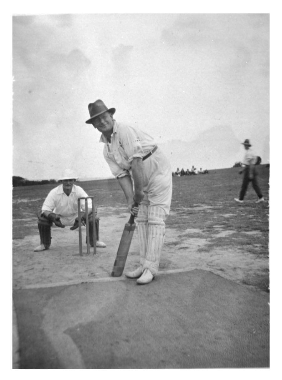 One of Wyong's fafourite sons, Gersh Baker at the wicket. The chap on the right appears to be crossing the field in total disregard of the vital cricket match.