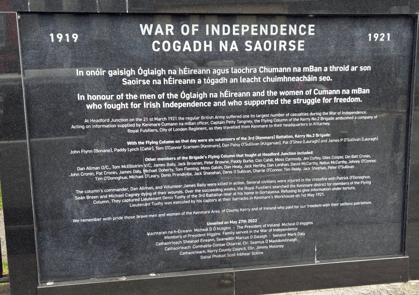 Irish Independence plaque, County Kerry.