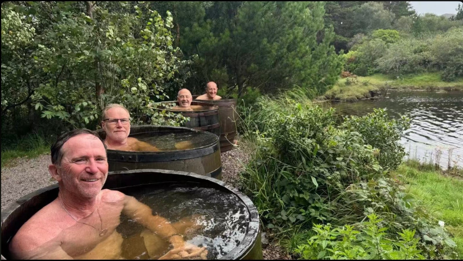 Seaweed bath in old whiskey barrels at the end of a long trek. Sneem, Ireland.