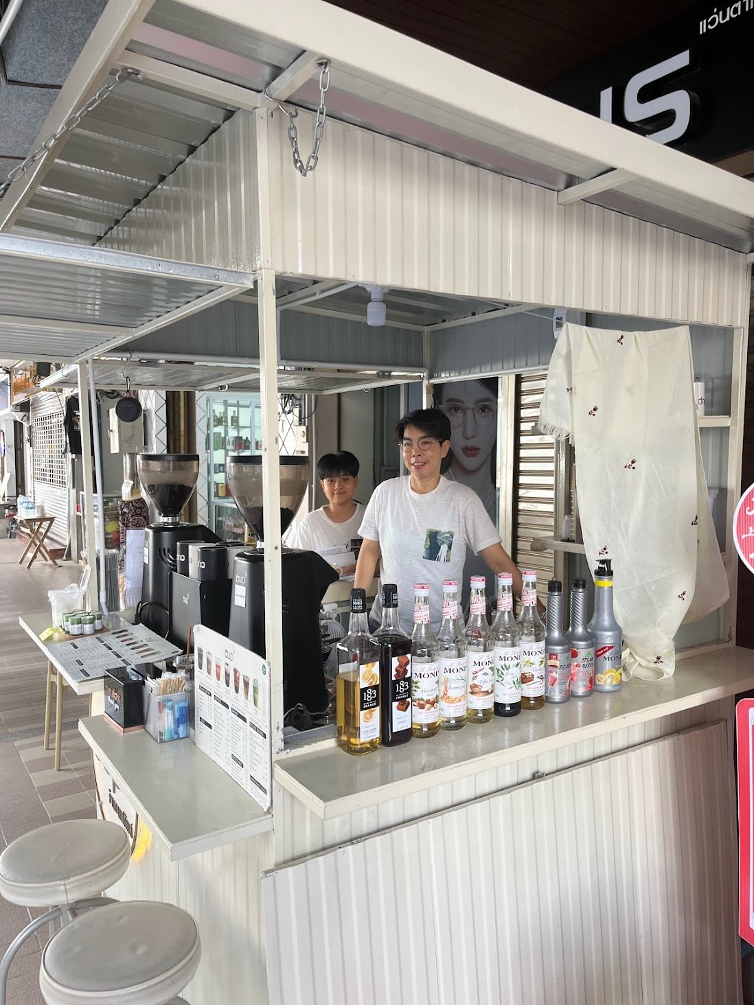 Temporary location for Cupps cafe in Hat Yai, Thailand, May 2026. Waiting for his shop to be re-fitted from the floods.