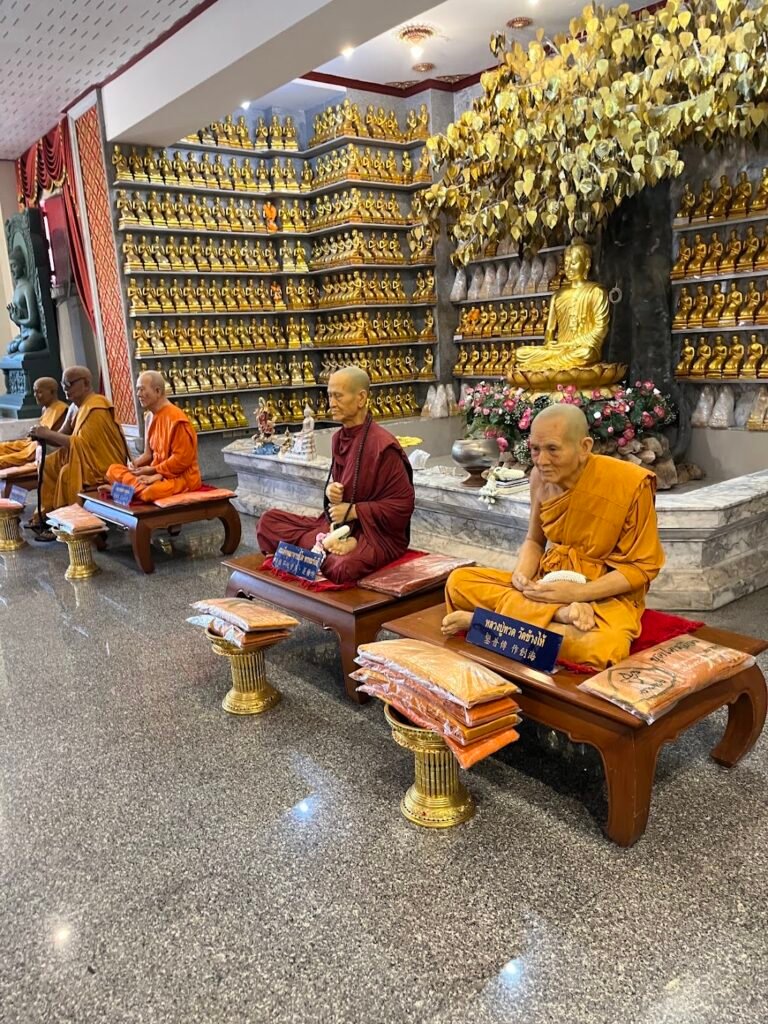Some very lifelike statues of monks inside the Phra Buddha Mongkol Maharaj temple, above Hat Yai, Thailand.