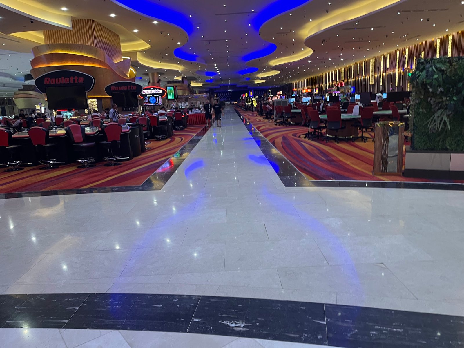 Gaming floor of the Galaxy Casino in Poipet, Cambodia, May 2026. Only a small part of the floor is open.