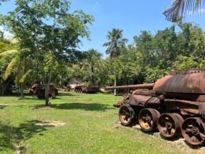 Soviet and Chinese military equipment rusting away in the grounds of the War Museum near Siem Reap, Cambodia. You can see it all in less than an hour.