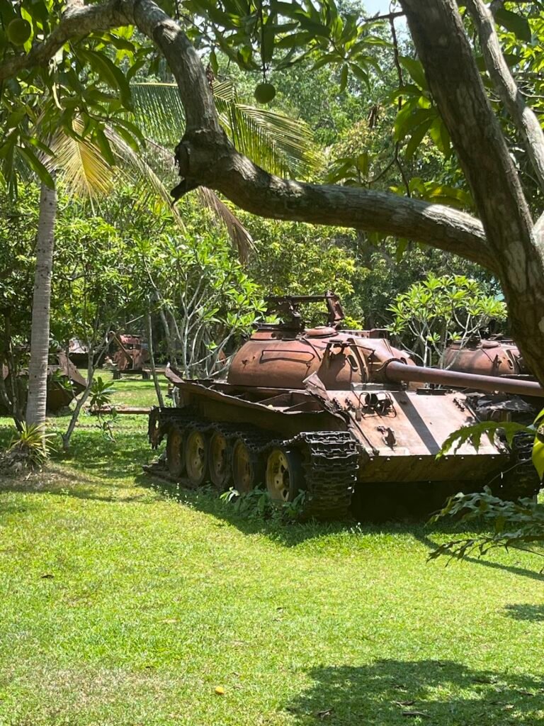 Soviet and Chinese military equipment rusting away in the grounds of the War Museum near Siem Reap, Cambodia. You can see it all in less than an hour.