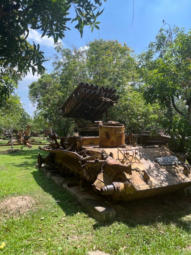 Soviet and Chinese military equipment rusting away in the grounds of the War Museum near Siem Reap, Cambodia. You can see it all in less than an hour.