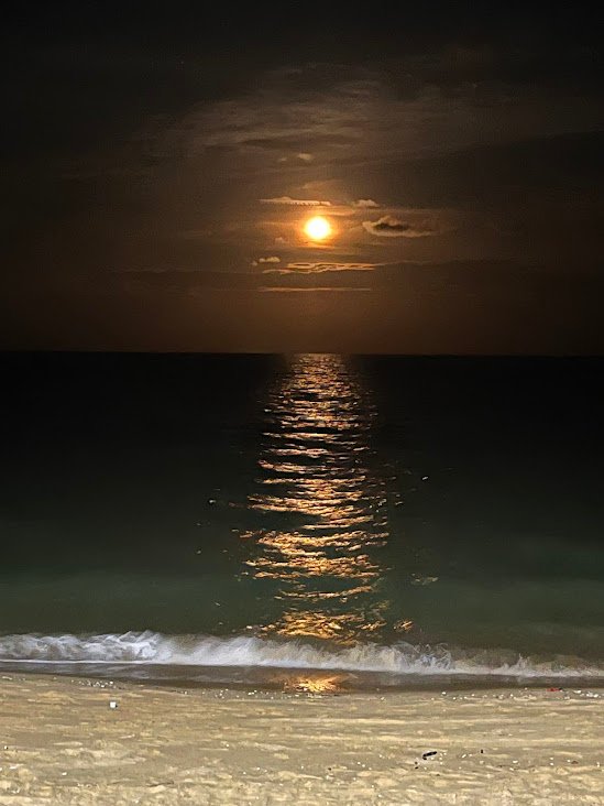 Moonrise over the Gulf of Thailand near Bang Saphan, Thailand.