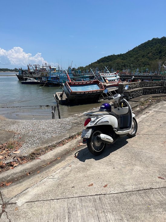 Fishing boats near Bo Thong Lang Bay, Prachuap Khiri Khan, Thailand.