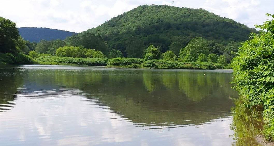 Convergence of the West and East Branch to form the Delaware River in Port Jervis, New York