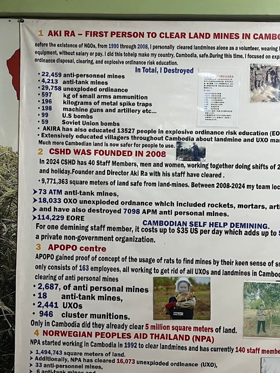 Cambodian Landmine Museum near Siem Reap. Wallboard with some facts and figures.