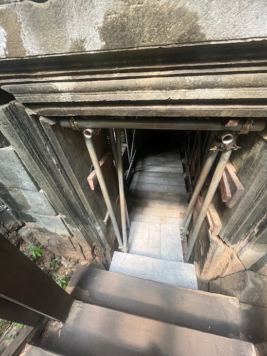 Beng Mealea temple, Cambodia. Entrance to a restored corridor.